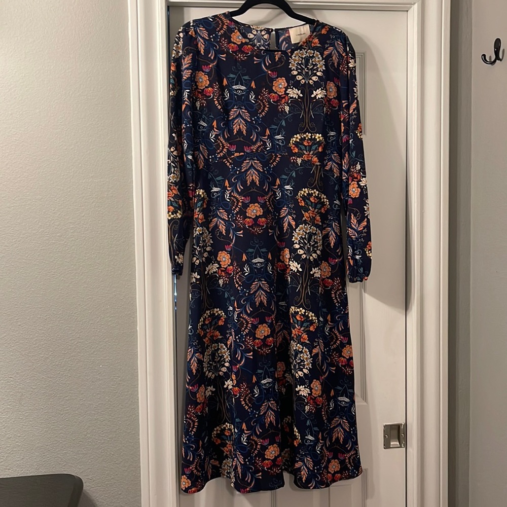 NWT Lulus Garden Splendor Navy Blue Floral Print Dress